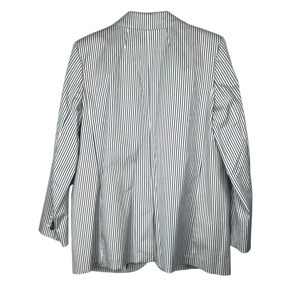 J.Crew Women's Size 16 Alfie On-Button Blazer Beige Teal Blue Striped Chino - Picture 4 of 12